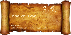 Hemrich Ivor névjegykártya